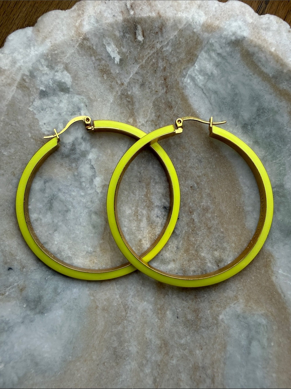 Vince Camuto Women’s Yellow and Gold-Tone Hoop Earrings